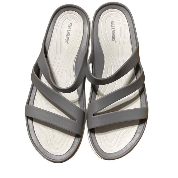 Reel Legends Ladies Gray Sandals Size 8 Open toe Comfort shoes Strappy - Picture 1 of 5